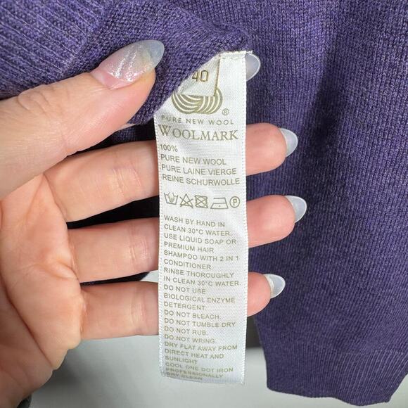 Munrospun Sweater Women Size 40 Purple Long Sleeve Crew Neck 100% Pure New Wool - Picture 4 of 6